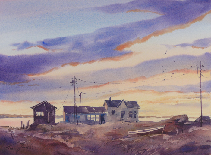 Abend über Tremblade, Frankreich, 26x36cm