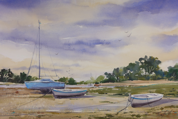 Boote am Strand, Brignogan, 36x54cm