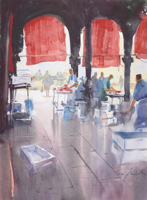 Fischfilet, Fischmarkt Venedig, 36x26cm