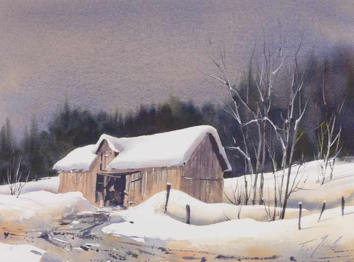 Scheune im Schnee, 26x36cm